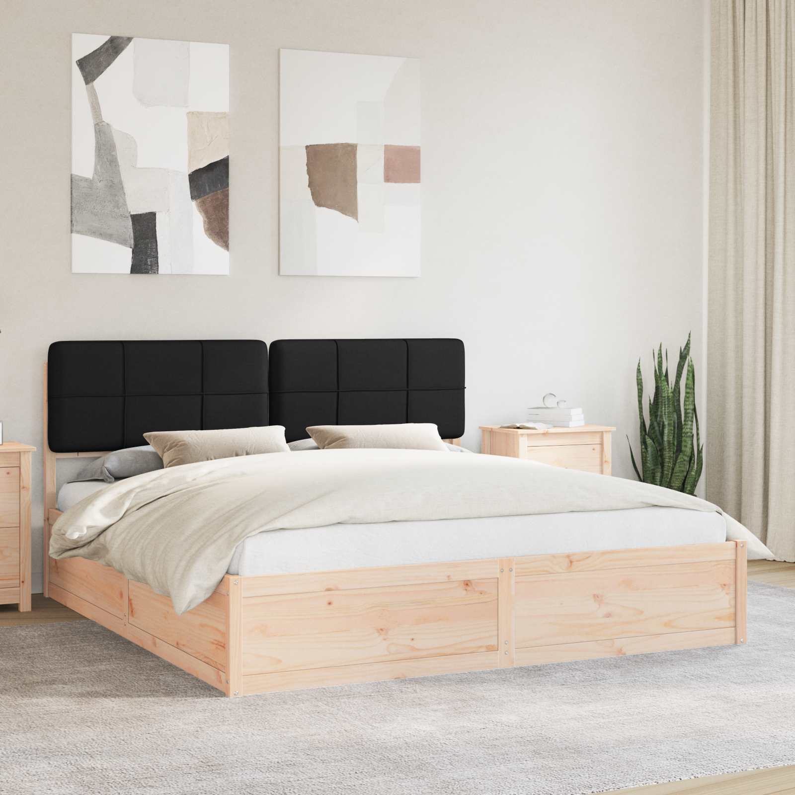 Bettgestell mit gepolstertem Kopfteil Schwarz 200 x 200 cm