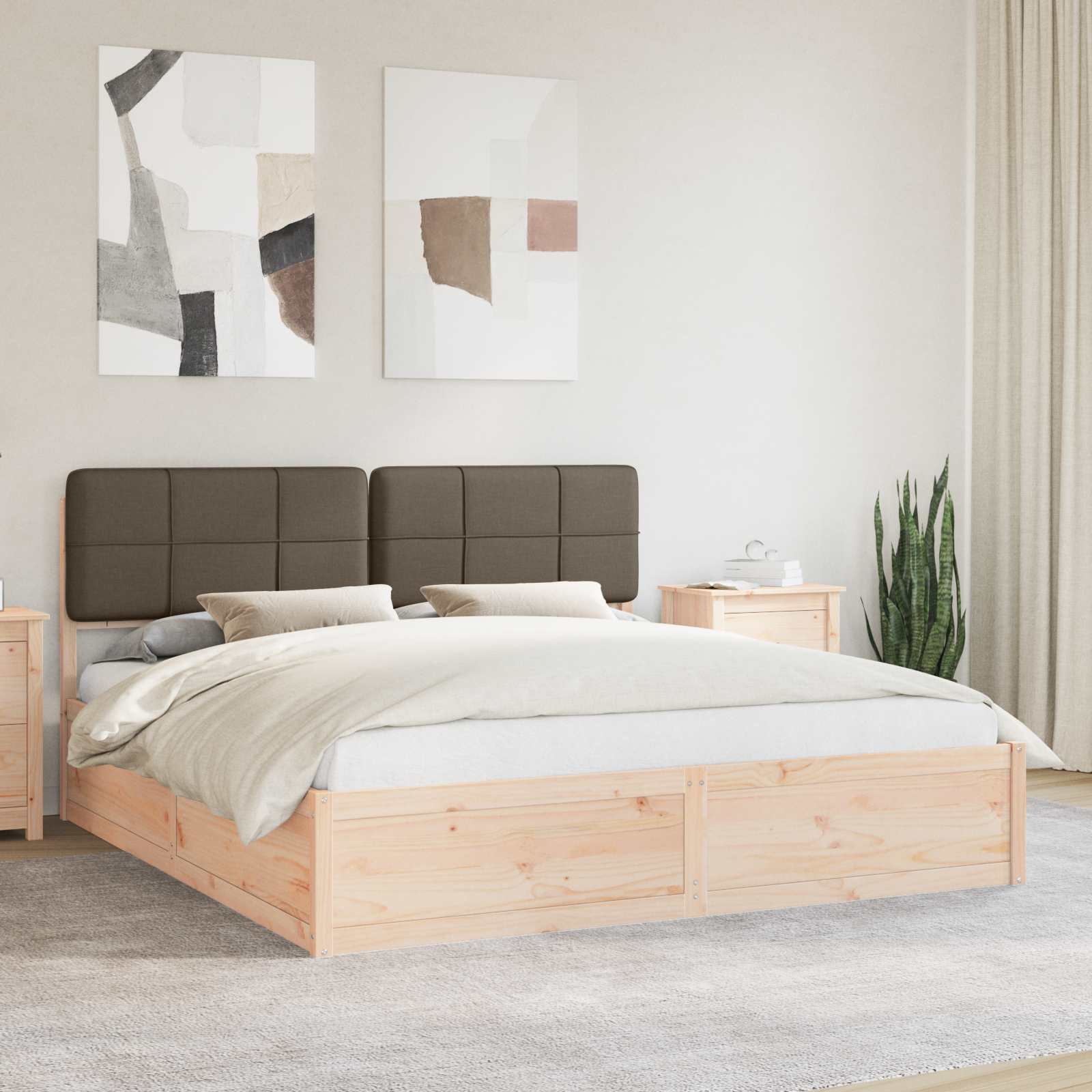 Bettgestell mit gepolstertem Kopfteil Taupe 200 x 200 cm