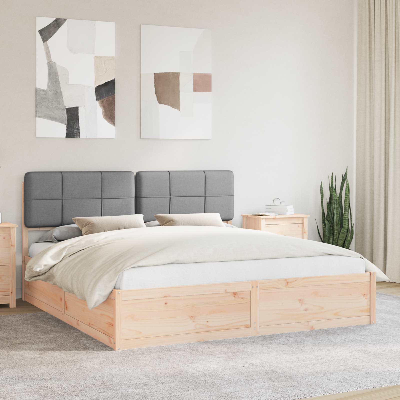 Bettgestell mit gepolstertem Kopfteil Hellgrau 180 x 200 cm