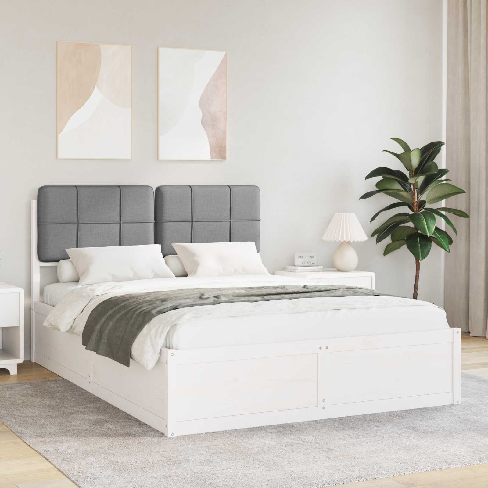 Bettgestell mit gepolstertem Kopfteil Hellgrau 150 x 200 cm