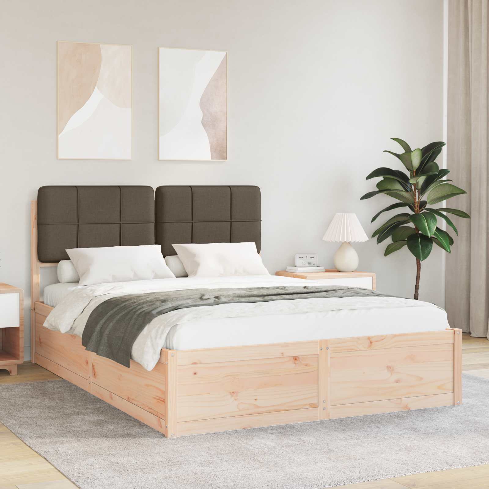 Bettgestell mit gepolstertem Kopfteil Taupe 140 x 200 cm