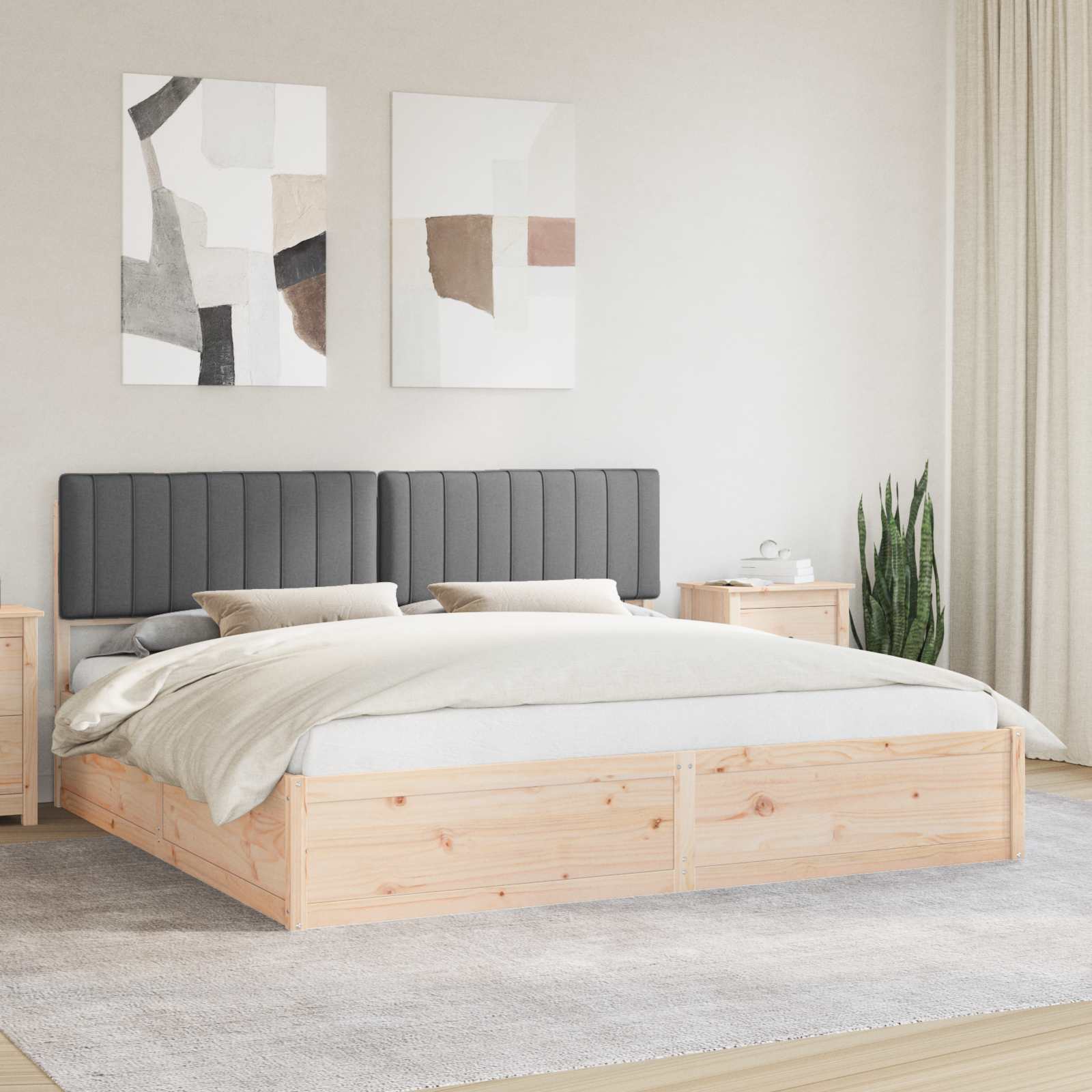 Bettgestell mit gepolstertem Kopfteil Dunkelgrau 200 x 200 cm