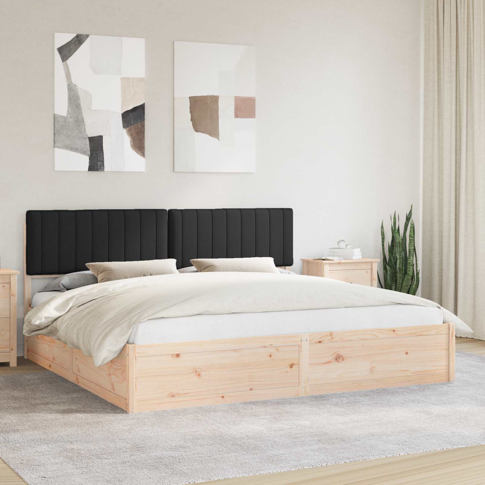 Bettgestell mit gepolstertem Kopfteil Schwarz 200 x 200 cm