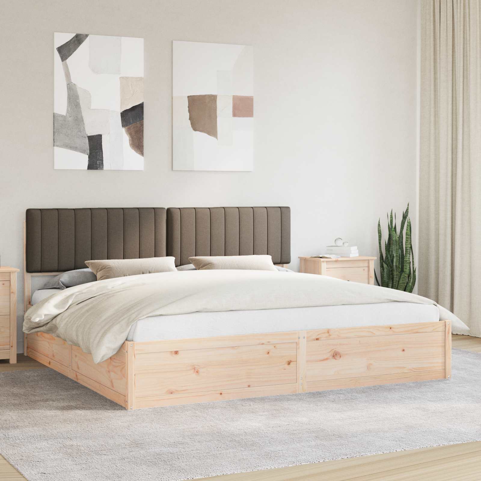 Bettgestell mit gepolstertem Kopfteil Taupe 200 x 200 cm