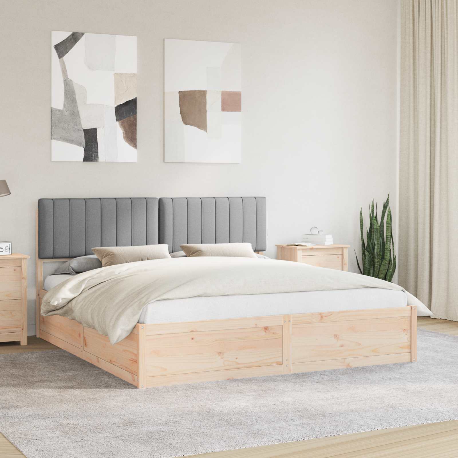 Bettgestell mit gepolstertem Kopfteil Hellgrau 180 x 200 cm