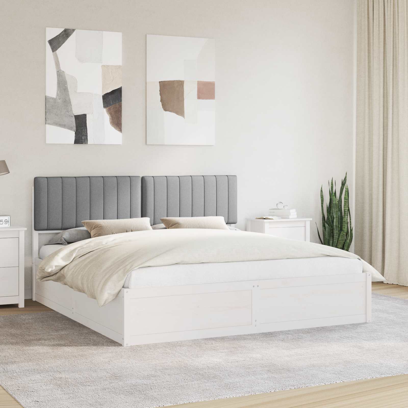 Bettgestell mit gepolstertem Kopfteil Hellgrau 180 x 200 cm