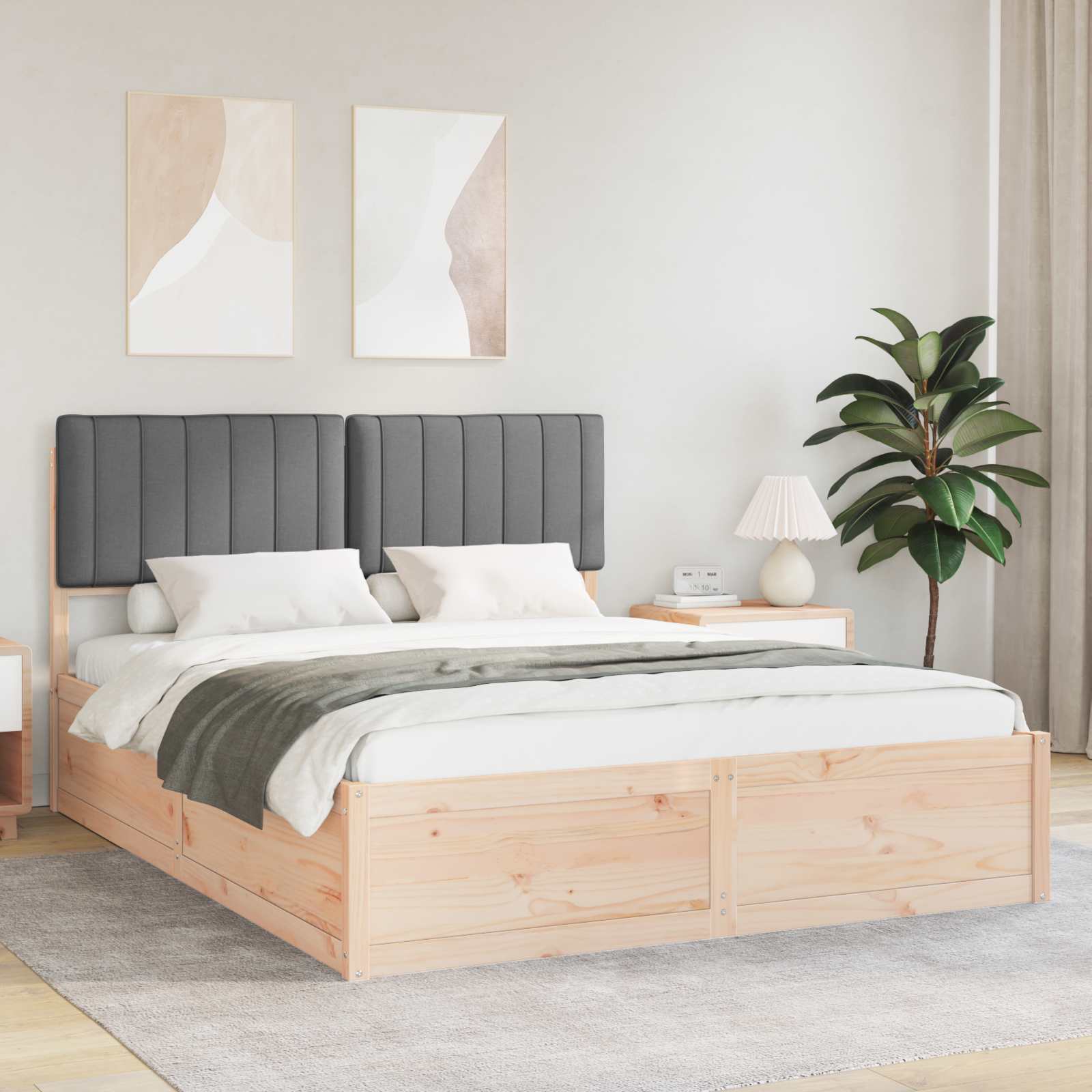 Bettgestell mit gepolstertem Kopfteil Dunkelgrau 150 x 200 cm