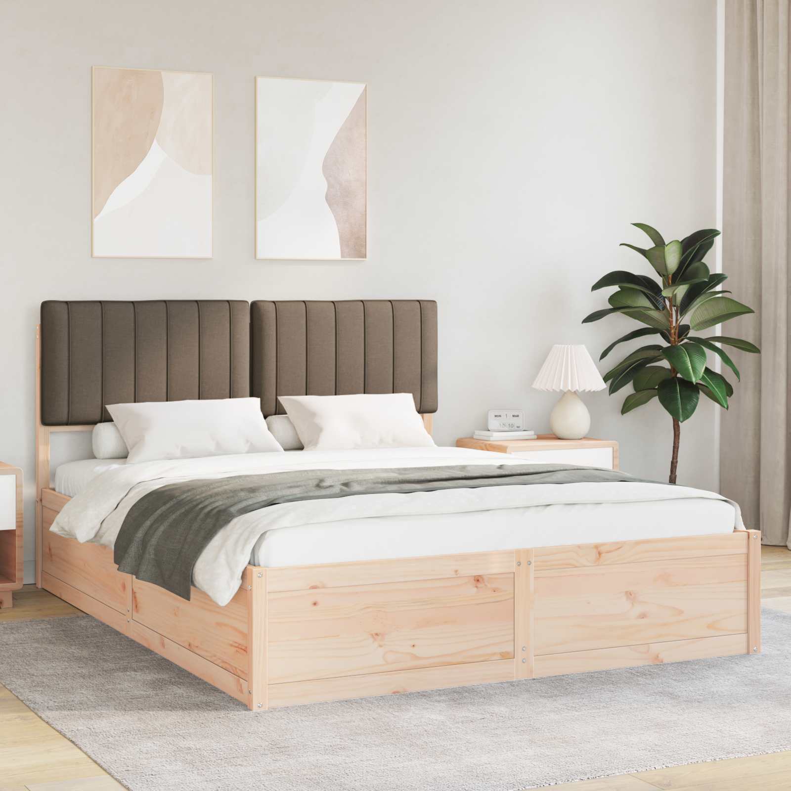 Bettgestell mit gepolstertem Kopfteil Taupe 150 x 200 cm