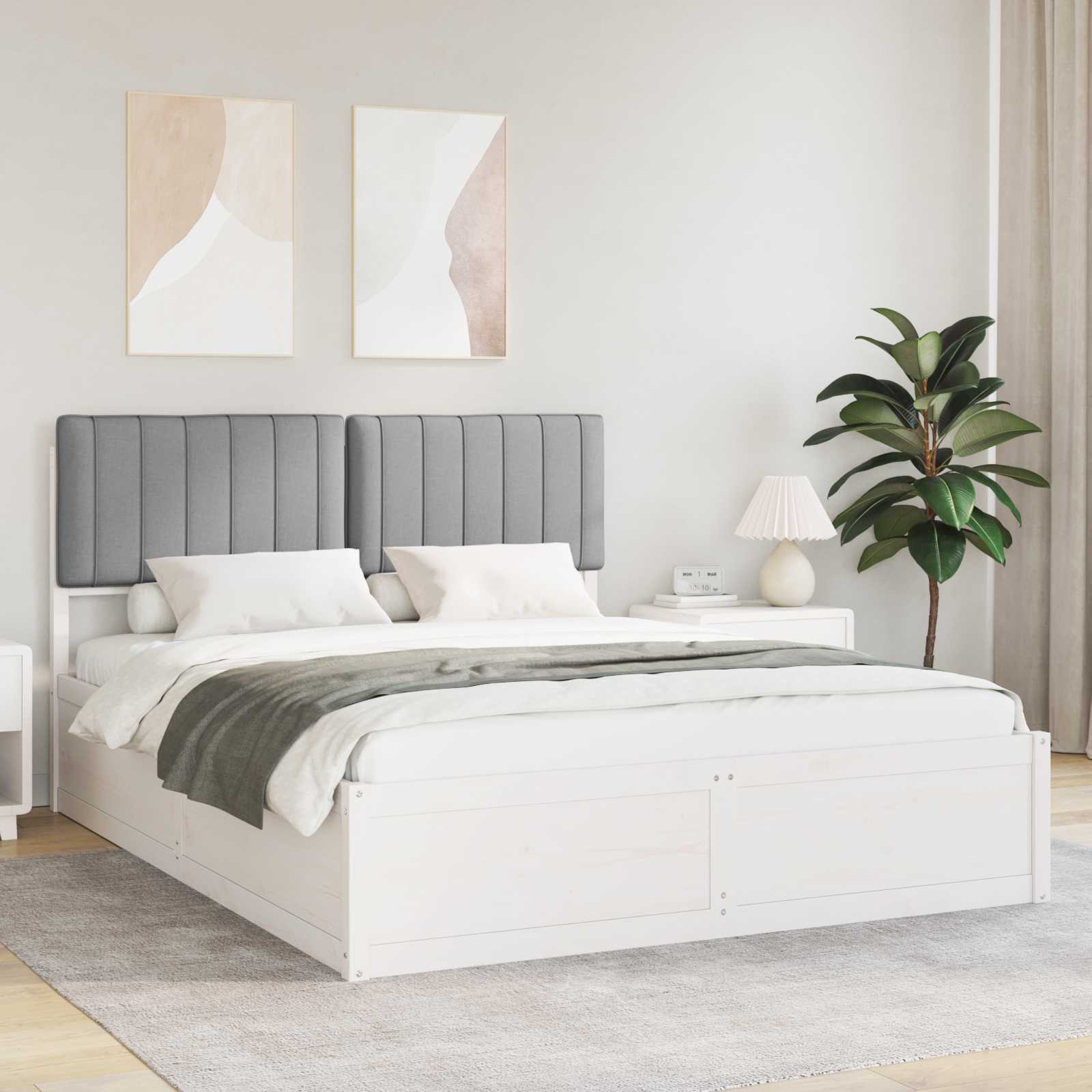 Bettgestell mit gepolstertem Kopfteil Hellgrau 150 x 200 cm