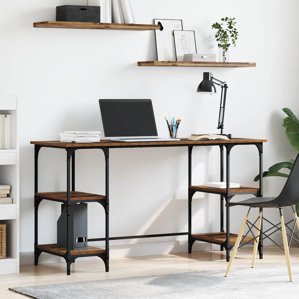 Schreibtisch mit Regal Altholz 140 x 50 x 75 cm Holzwerkstoff