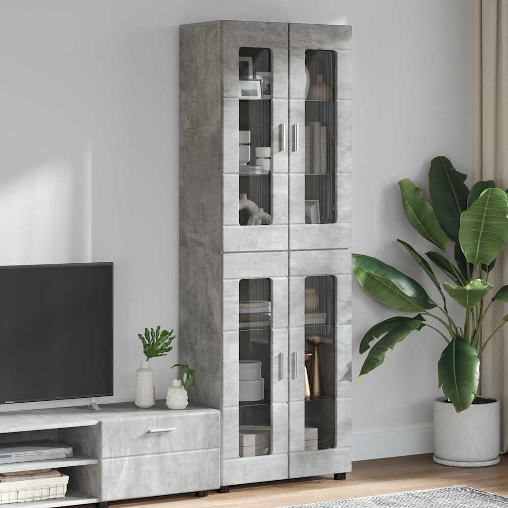 Highboard FLORIN 60 x 35 x 182 cm Betongrau Holzwerkstoff