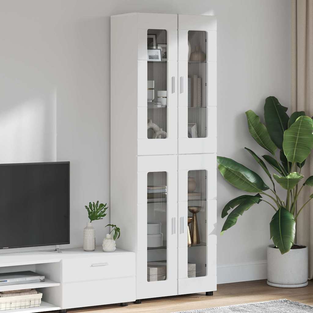 Highboard FLORIN 60 x 35 x 182 cm Hochglanz Weiß Holzwerkstoff