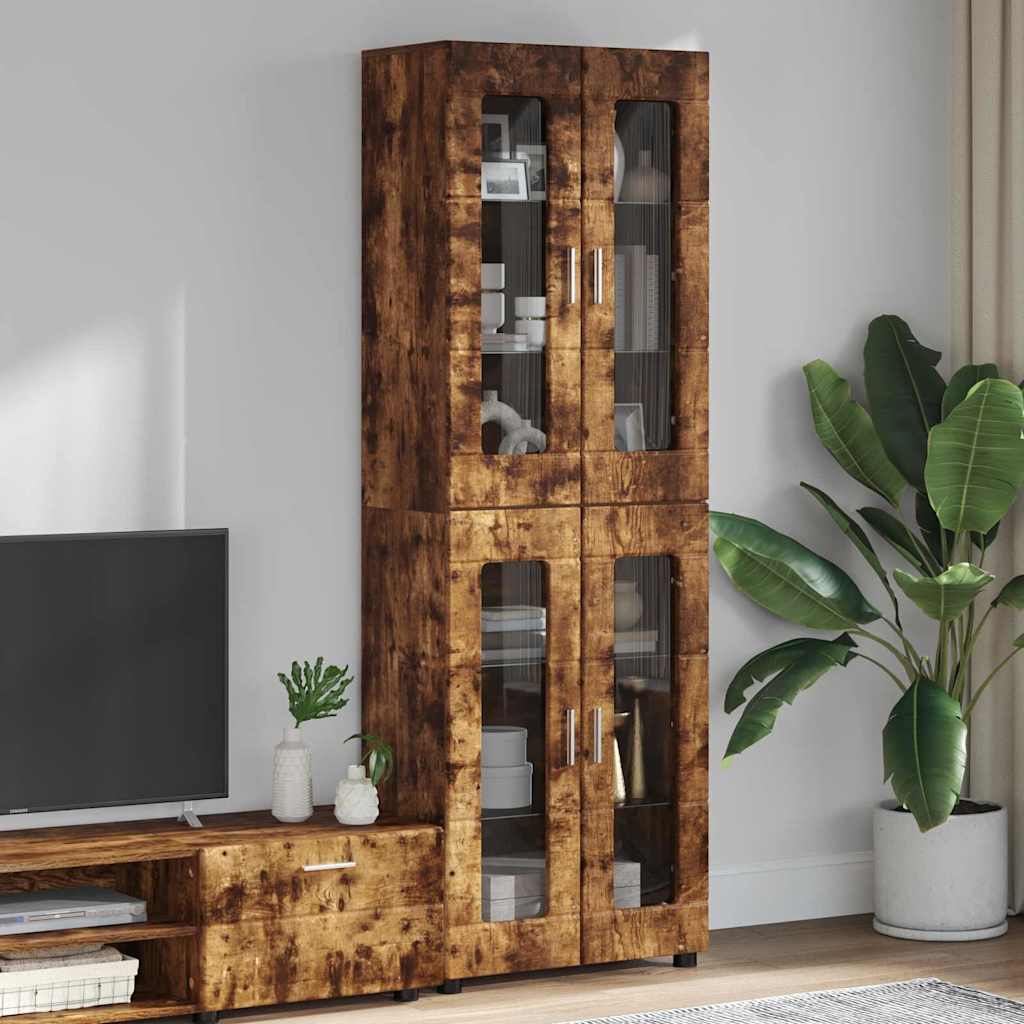 Highboard FLORIN 60 x 35 x 182 cm Räuchereiche Holzwerkstoff