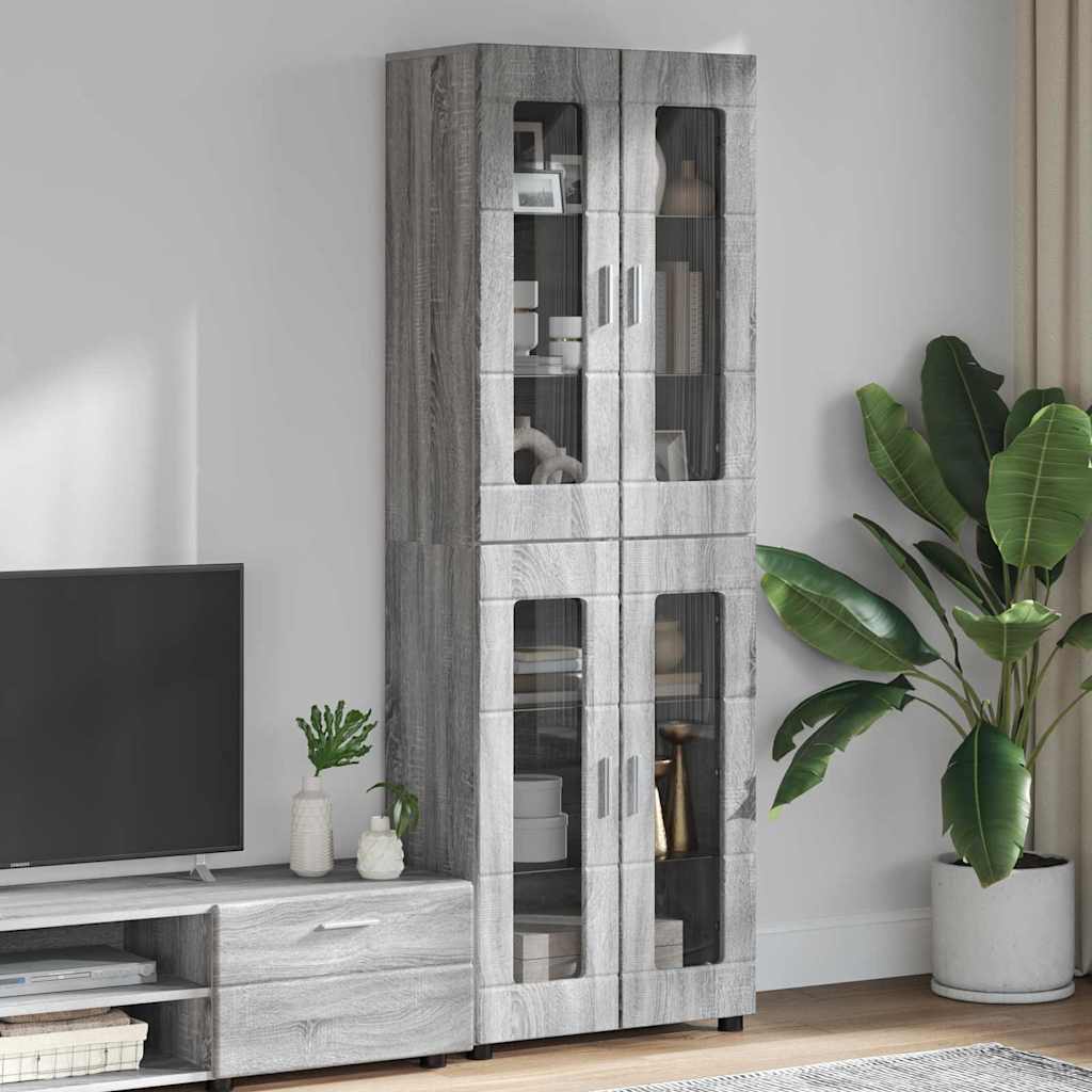 Highboard FLORIN 60 x 35 x 182 cm Sonoma-Grau Holzwerkstoff