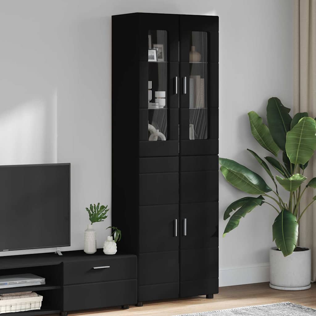 Highboard FLORIN 60 x 35 x 182 cm Schwarz Holzwerkstoff