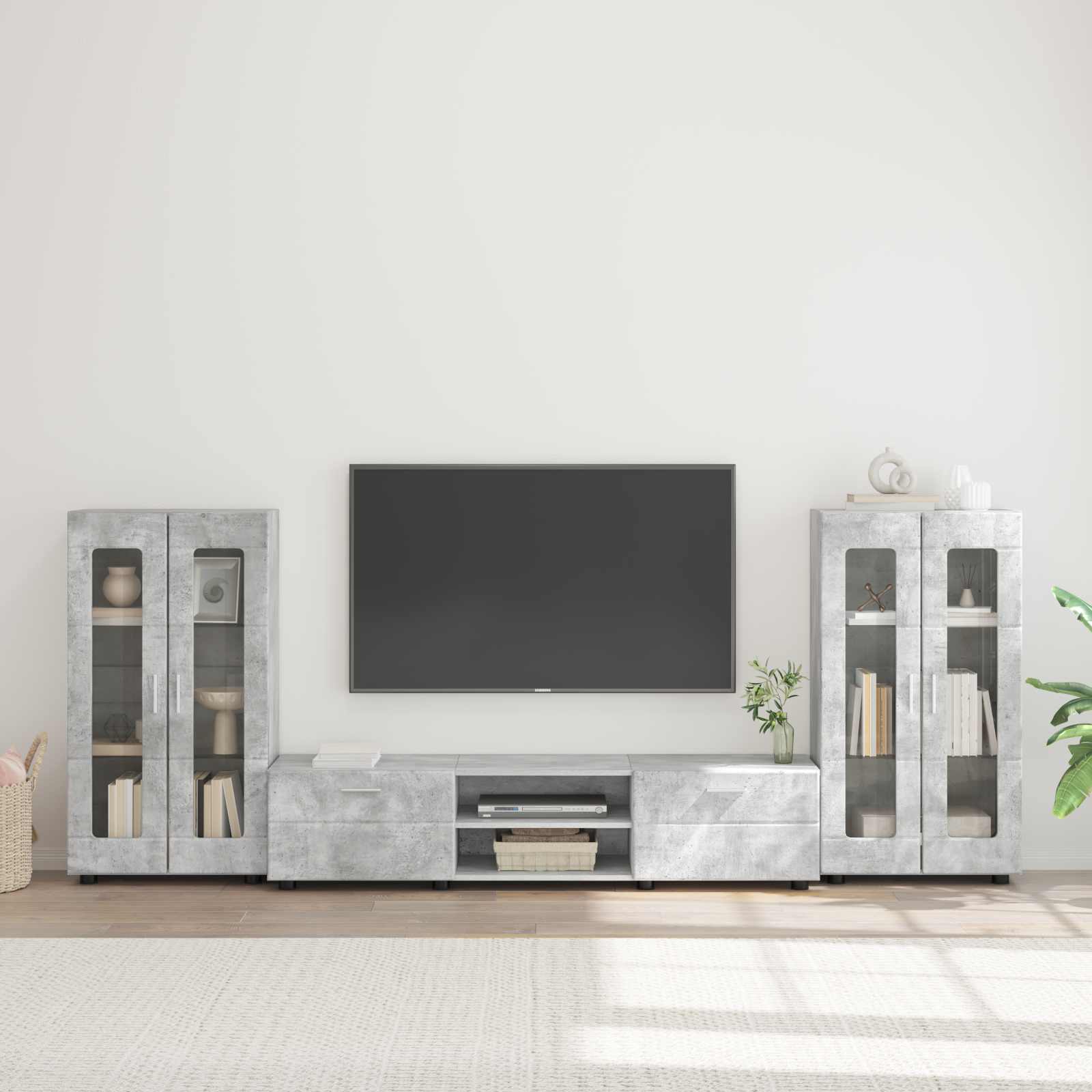 TV-Schrankset FLORIN 3 stk. Betongrau Holzwerkstoff