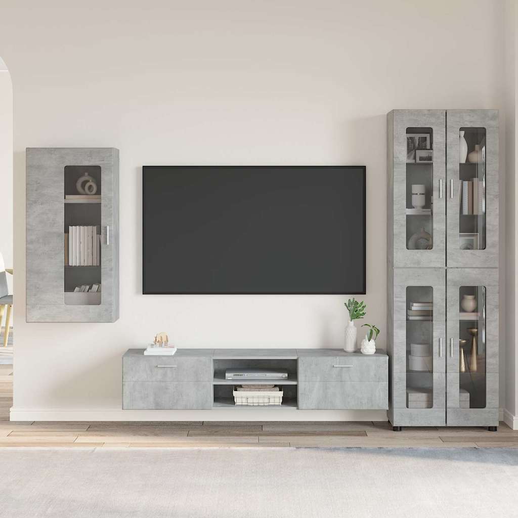 TV-Schrankset FLORIN 3 stk. Betongrau Holzwerkstoff
