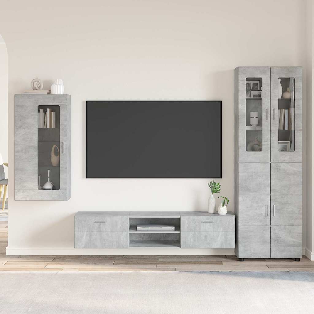 TV-Schrankset FLORIN 3 stk. Betongrau Holzwerkstoff
