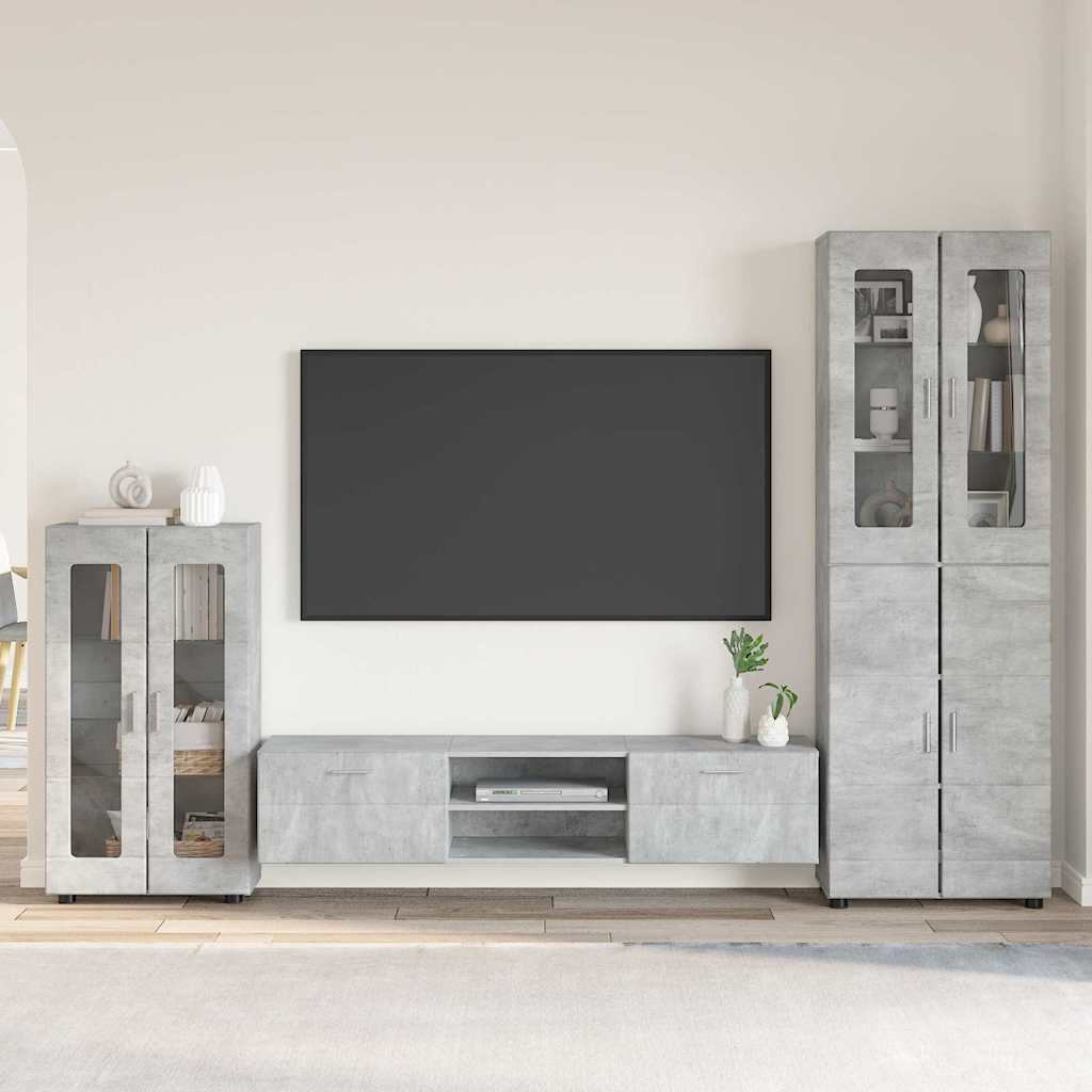 TV-Schrankset FLORIN 3 stk. Betongrau Holzwerkstoff