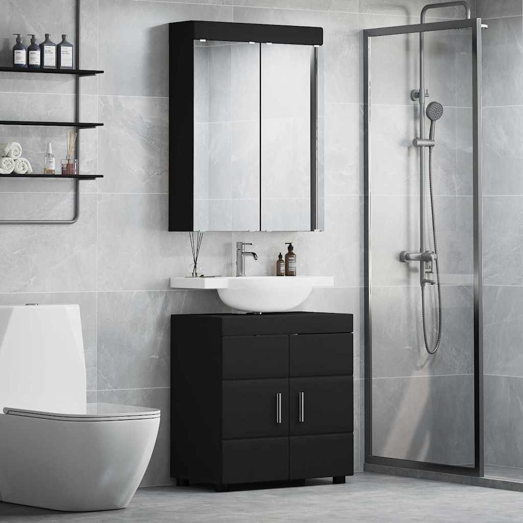 Badezimmermöbel-Set TULUM 2 Stk. Schwarz 60 x 34 x 63 cm