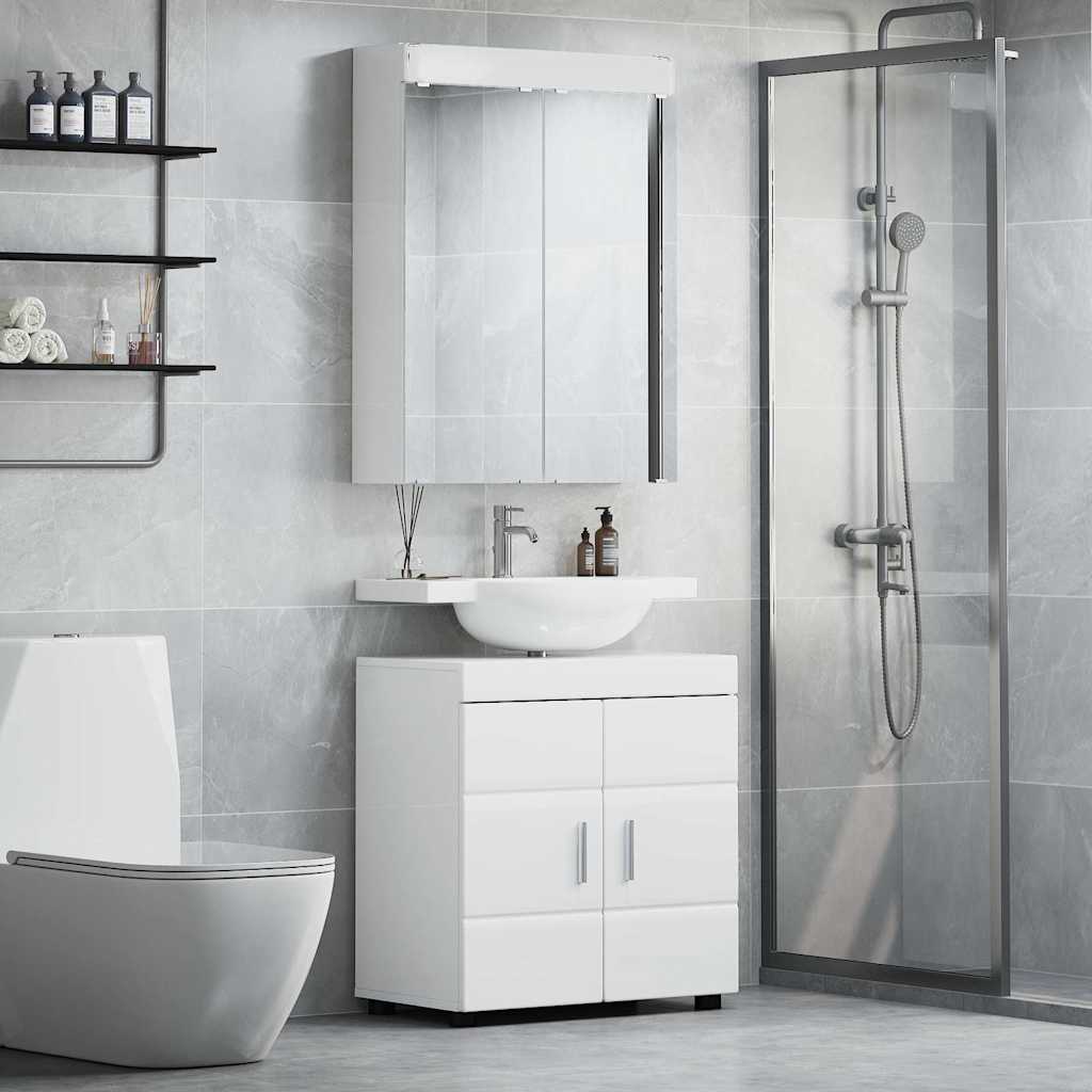 Badezimmermöbel-Set TULUM 2 Stk. Hochglanz Weiß 60 x 34 x 63 cm