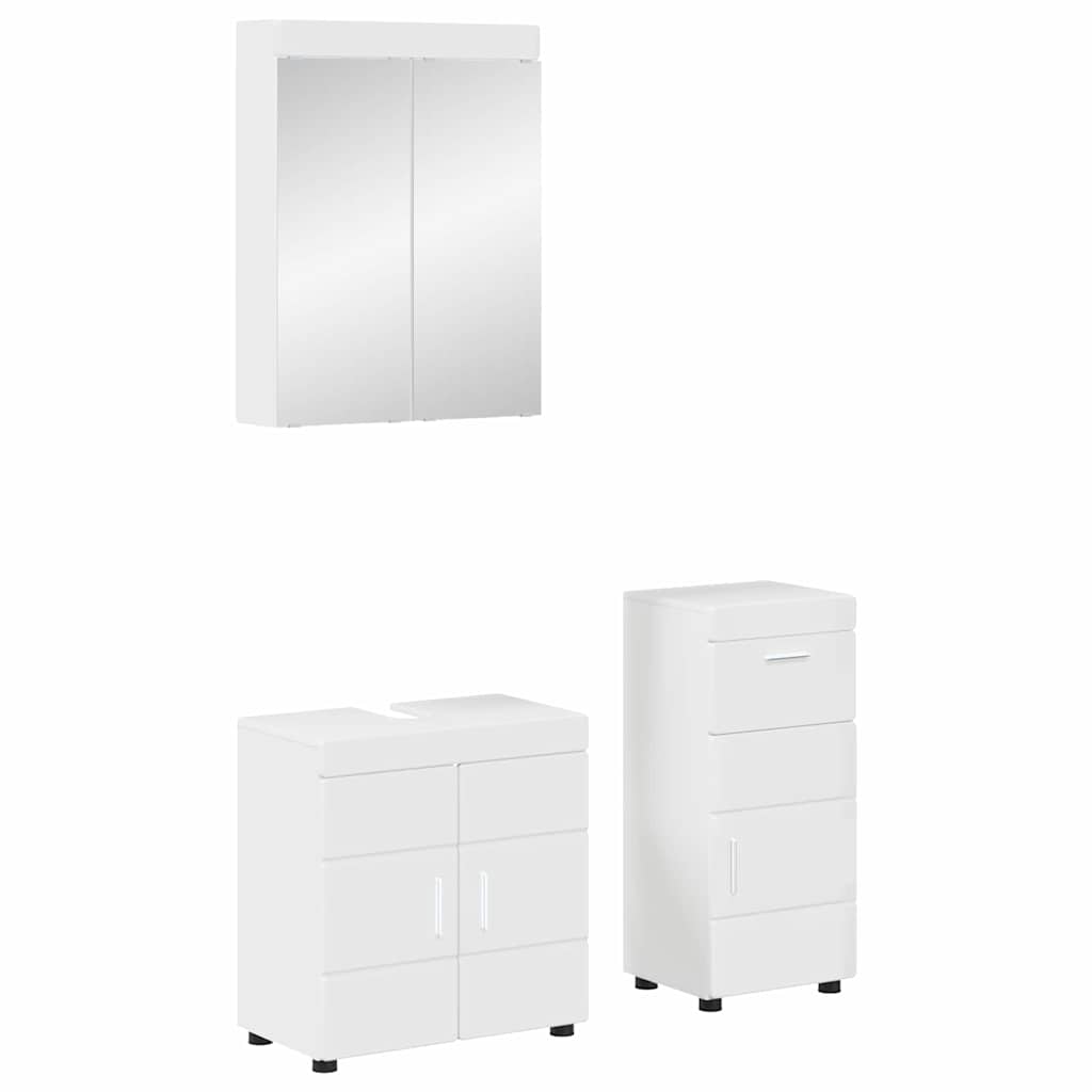 Badezimmermöbel-Set TULUM 3 Stk. Hochglanz Weiß 60 x 34 x 63 cm