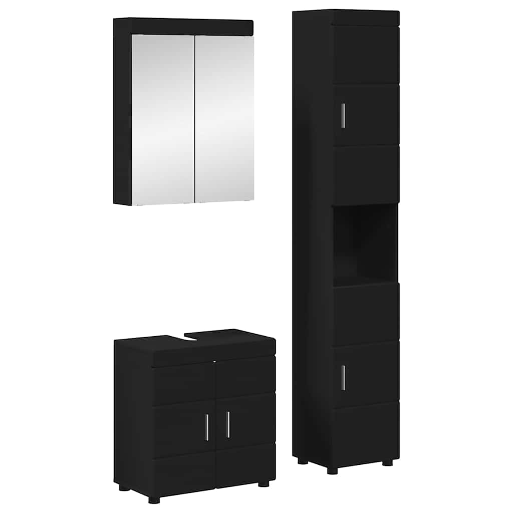 Badezimmermöbel-Set TULUM 3 Stk. Schwarz 60 x 34 x 63 cm