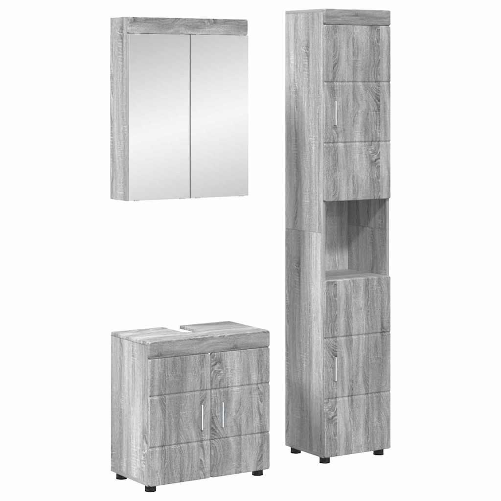 Badezimmermöbel-Set TULUM 3 Stk. Sonoma-Grau 60 x 34 x 63 cm