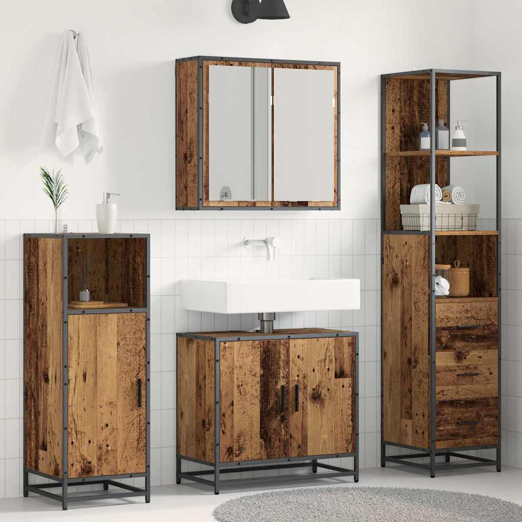 Badezimmermöbel-Set 3 Stk. Altholz Holzwerkstoff