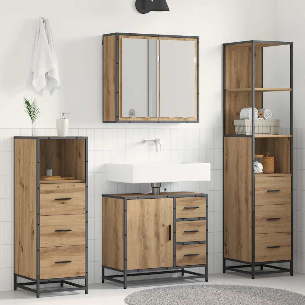 Badezimmermöbel-Set 4 Stk. Artisan-Eiche Holzwerkstoff