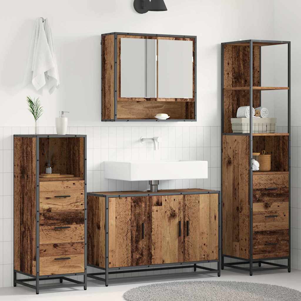 Badezimmermöbel-Set 4 stk. Altholz 90 x 33 x 60 cm