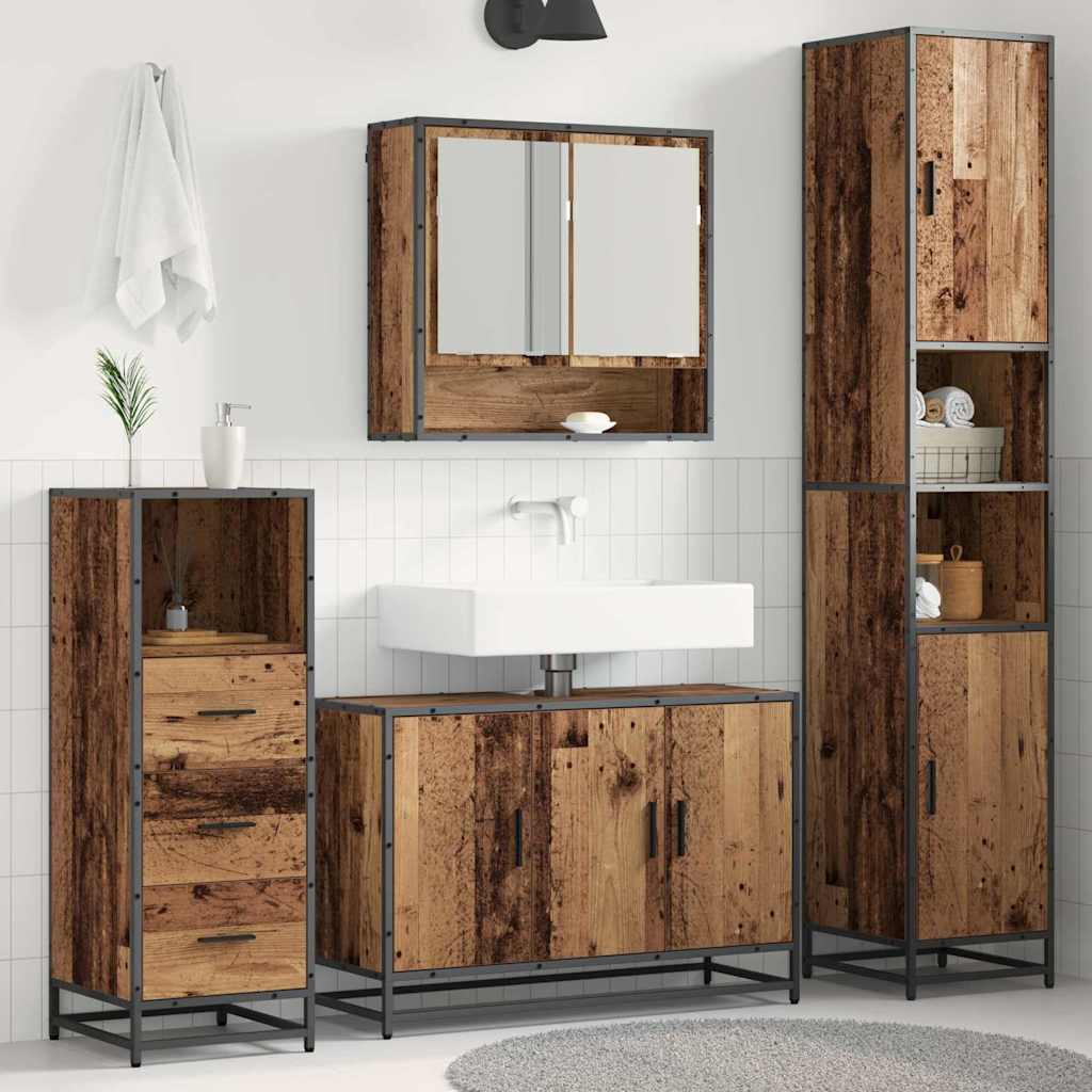 Badezimmermöbel-Set 3 Stk. Altholz Holzwerkstoff