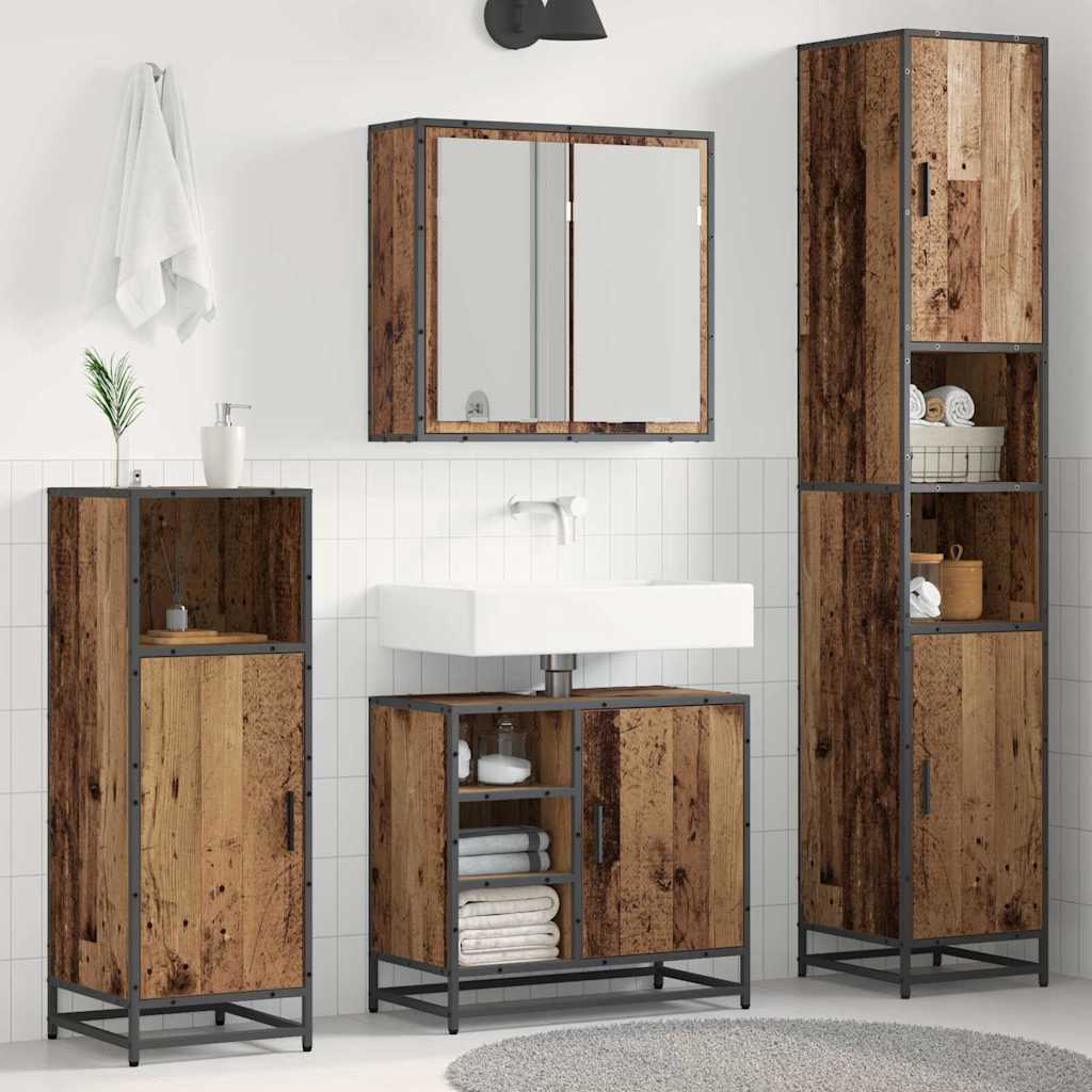 Badezimmermöbel-Set 3 stk. Altholz 65 x 33 x 60 cm