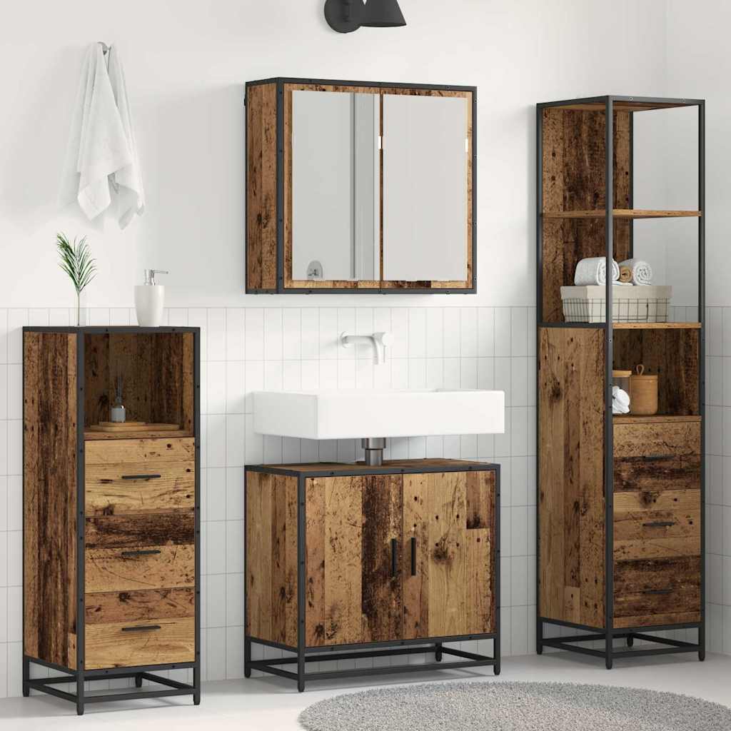 Badezimmermöbel-Set 4 Stk. Altholz Holzwerkstoff