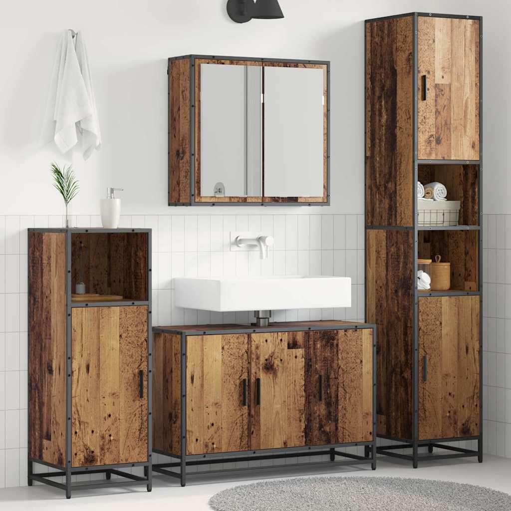 Badezimmermöbel-Set 3 Stk. Altholz Holzwerkstoff