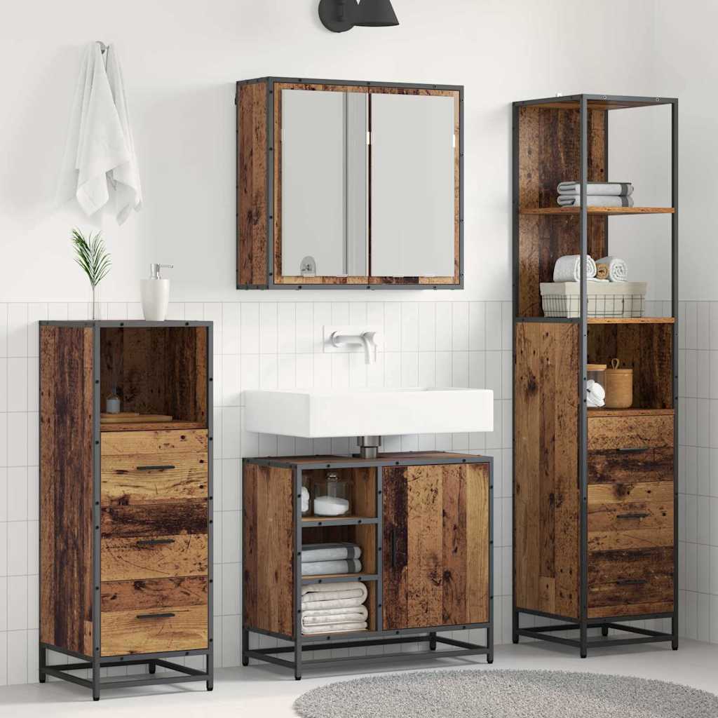 Badezimmermöbel-Set 3 stk. Altholz 65 x 33 x 60 cm
