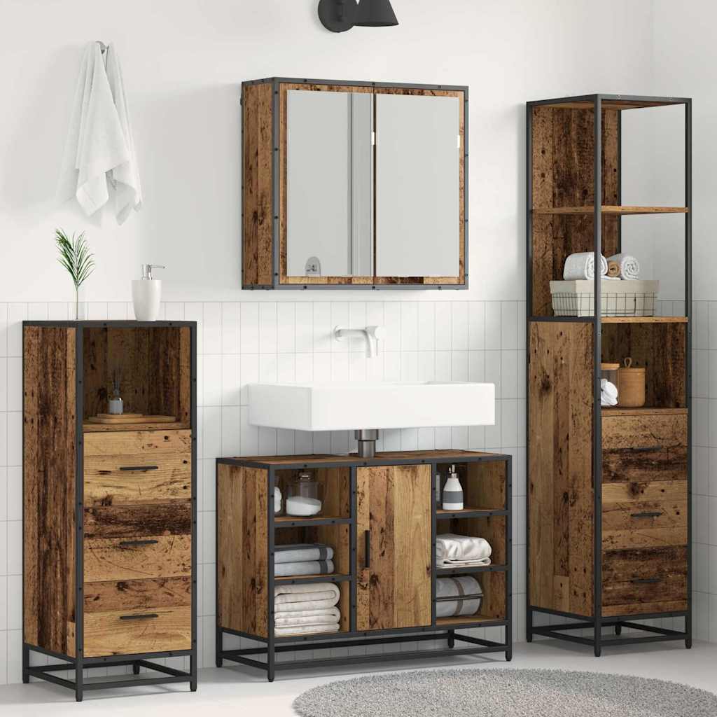 Badezimmermöbel-Set 3 stk. Altholz 80 x 33 x 60 cm