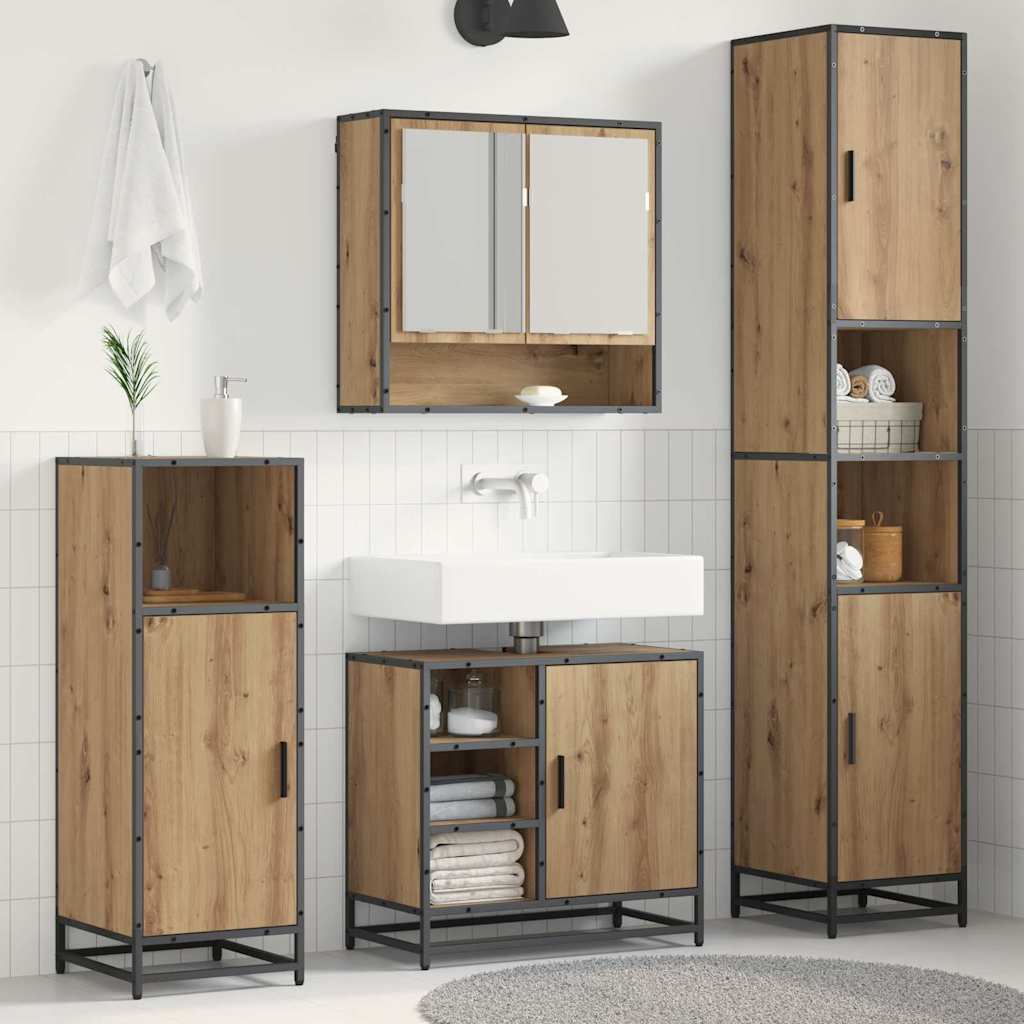 Badezimmermöbel-Set 3 Stk. Artisan-Eiche Holzwerkstoff