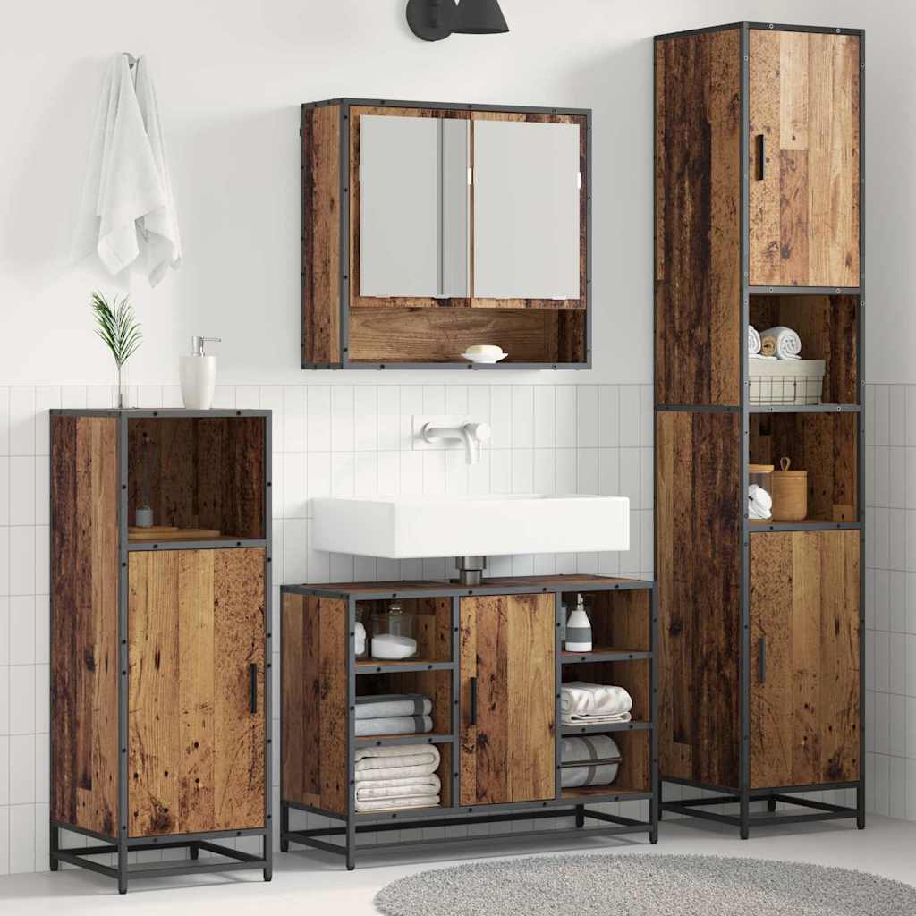 Badezimmermöbel-Set 3 Stk. Altholz Holzwerkstoff