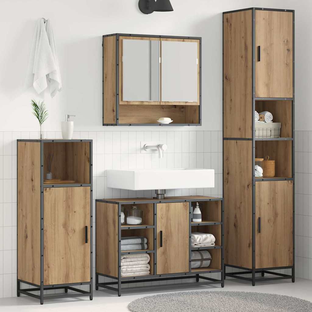 Badezimmermöbel-Set 3 stk. Artisan-Eiche 35 x 37,5 x 188,5 cm