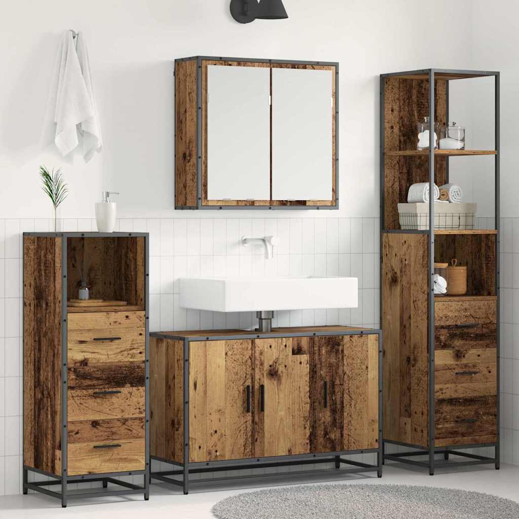 Badezimmermöbel-Set 4 stk. Altholz 90 x 33 x 60 cm