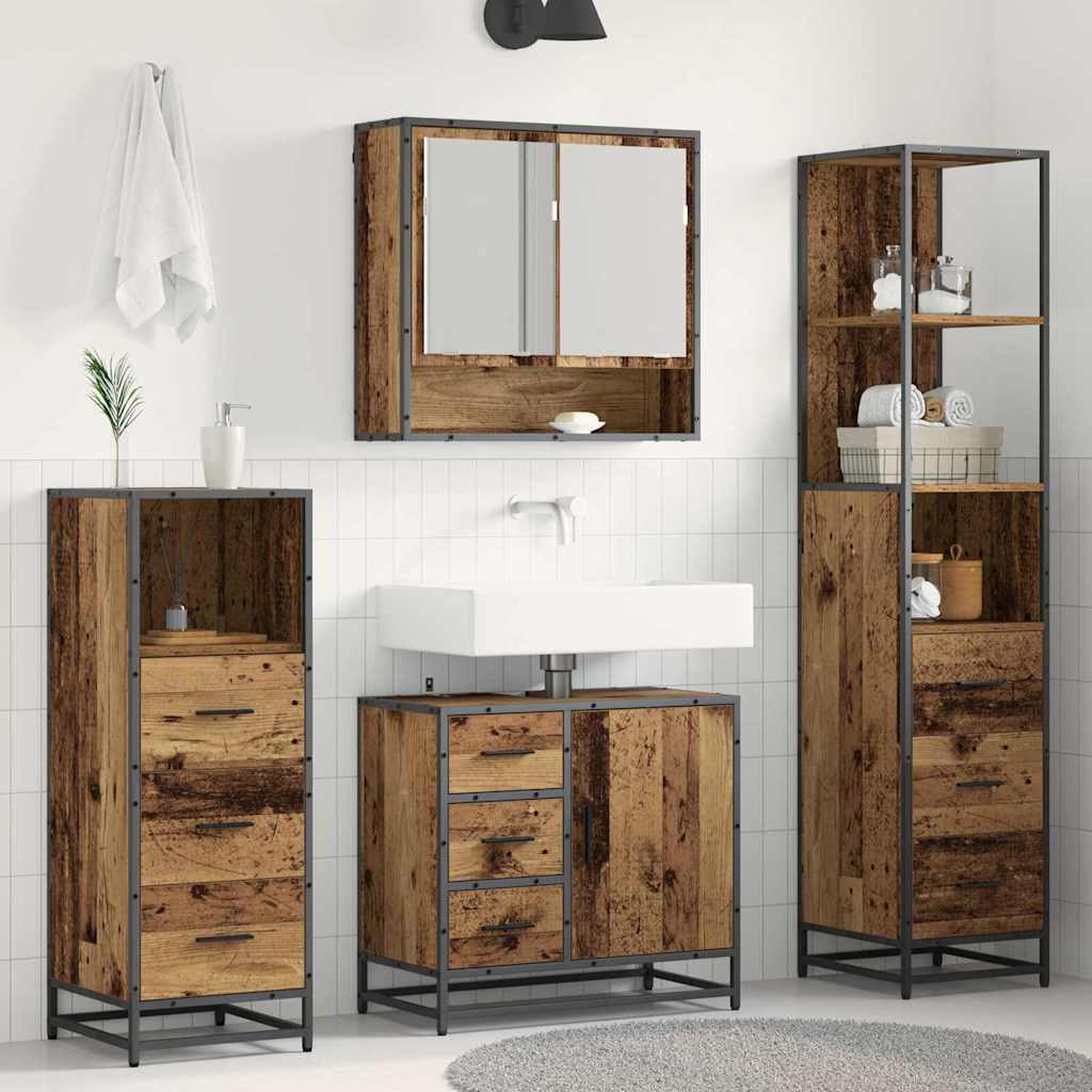 Badezimmermöbel-Set 4 stk. Altholz 65 x 33 x 60 cm