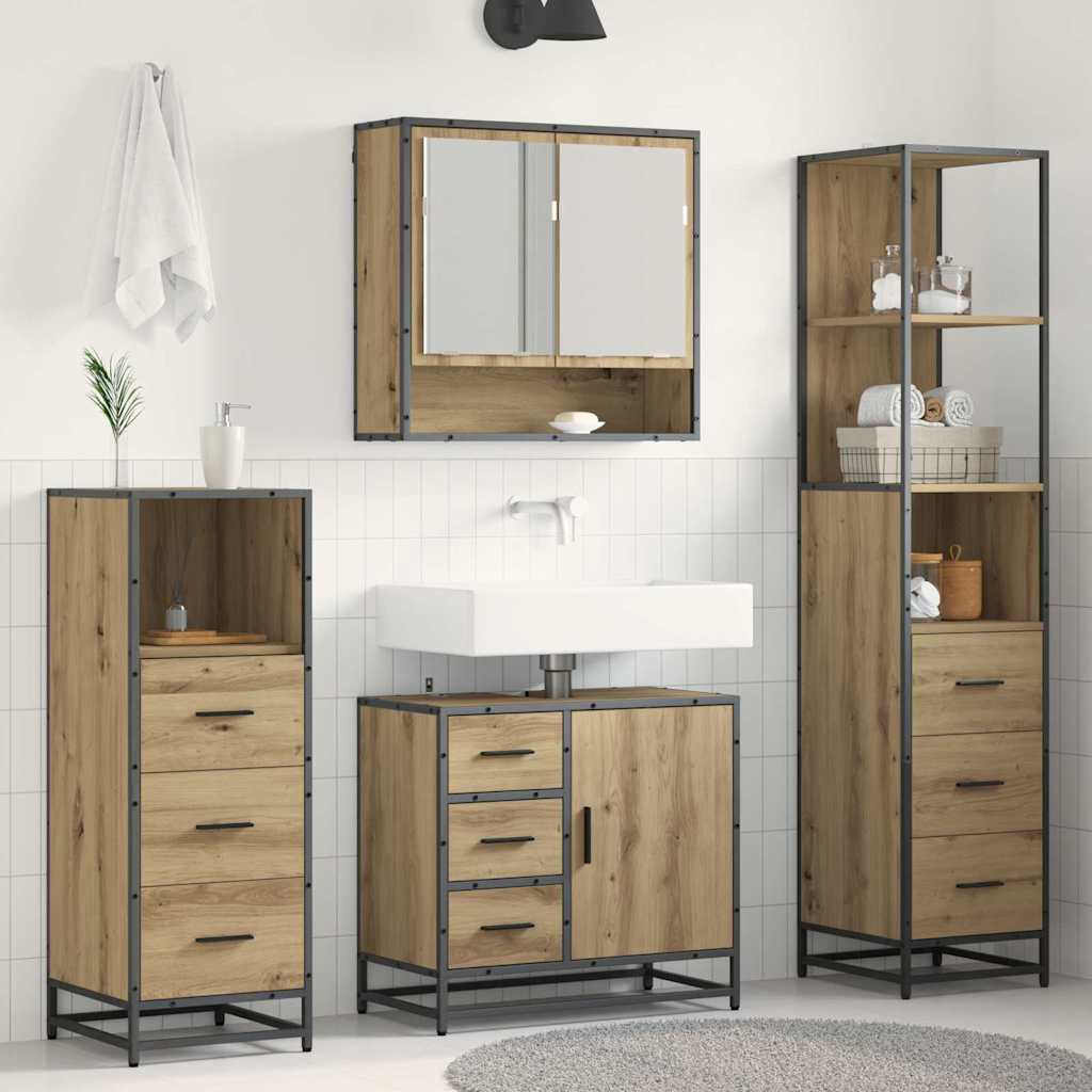 Badezimmermöbel-Set 4 stk. Artisan-Eiche 65 x 33 x 60 cm