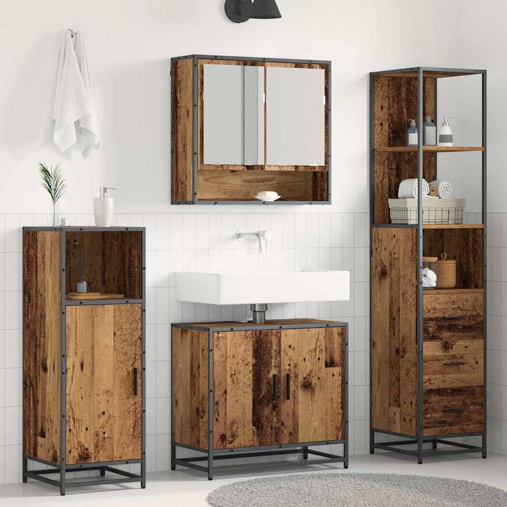 Badezimmermöbel-Set 3 stk. Altholz 35 x 37,5 x 166 cm