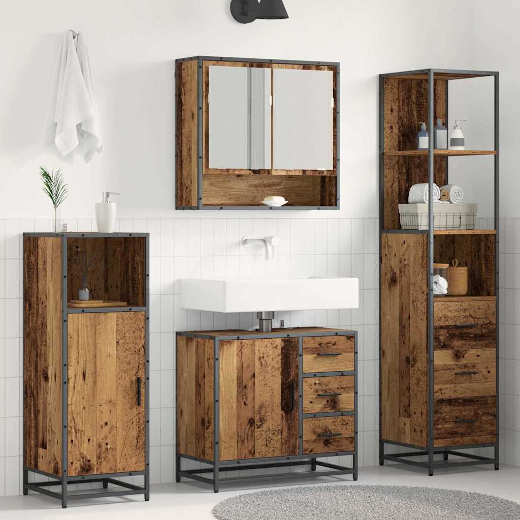 Badezimmermöbel-Set 3 Stk. Altholz Holzwerkstoff