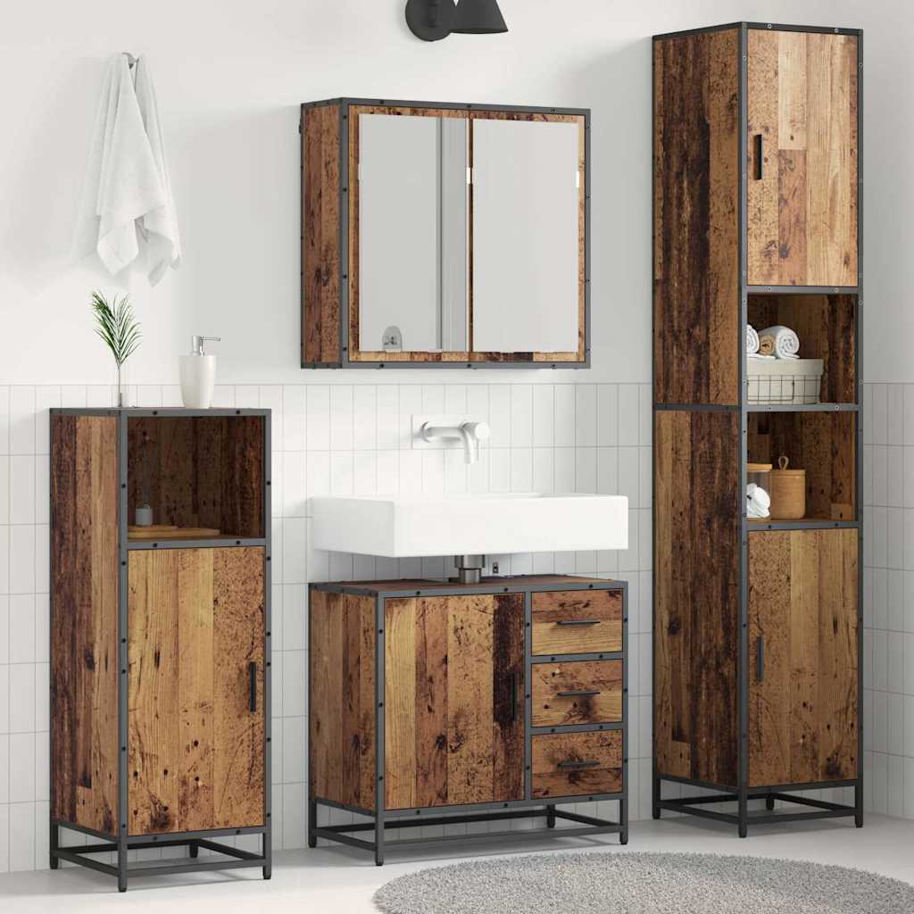 Badezimmermöbel-Set 3 Stk. Altholz Holzwerkstoff