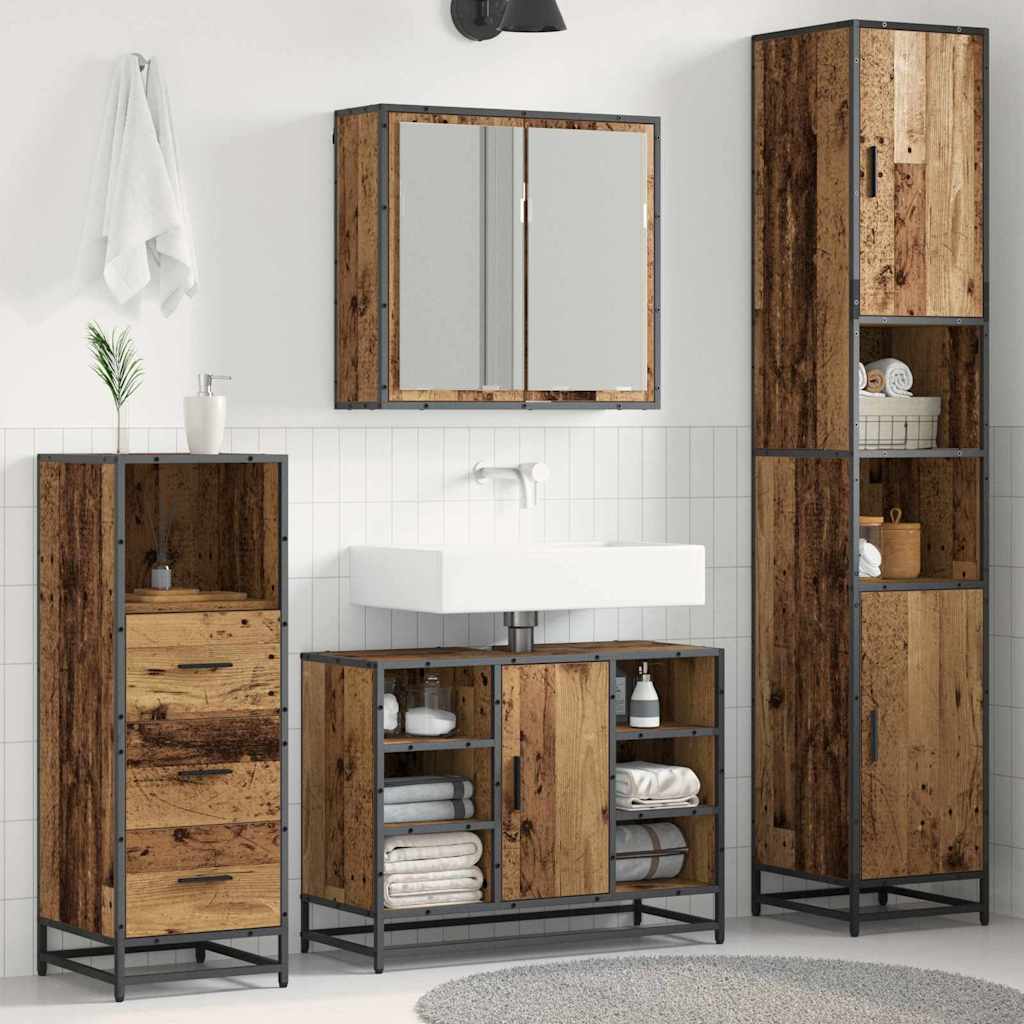 Badezimmermöbel-Set 3 Stk. Altholz Holzwerkstoff