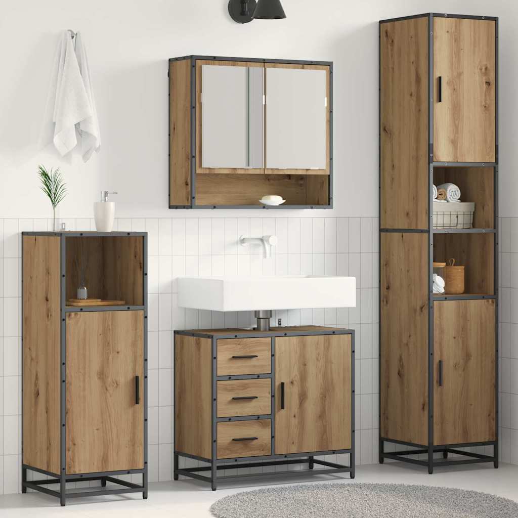Badezimmermöbel-Set 3 stk. Artisan-Eiche 35 x 37,5 x 188,5 cm