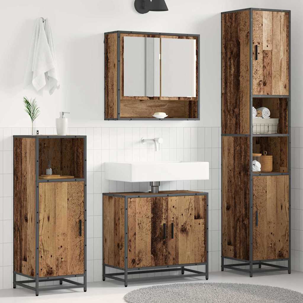 Badezimmermöbel-Set 3 Stk. Altholz Holzwerkstoff