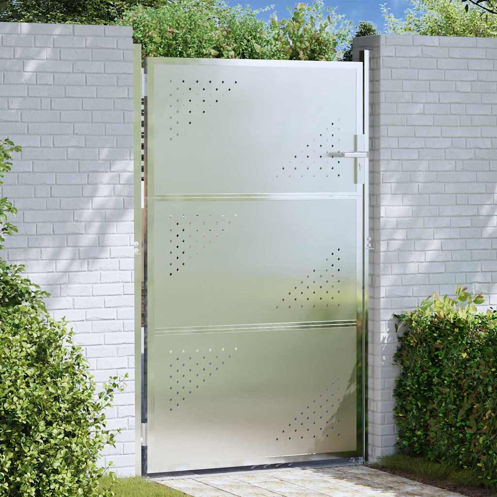 Gartentor 85 x 144 cm Edelstahl Silber Abschließbar